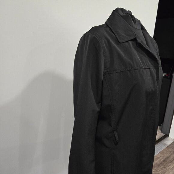 🐢 London Fog Ladies Raincoat. Black, zipper, Size S/P , INCLUDES BELT - Picture 15 of 16